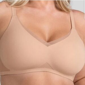 Honeylove CrossOver Comfort Bra Wireless Sculpting Support Shapewear Sand XL